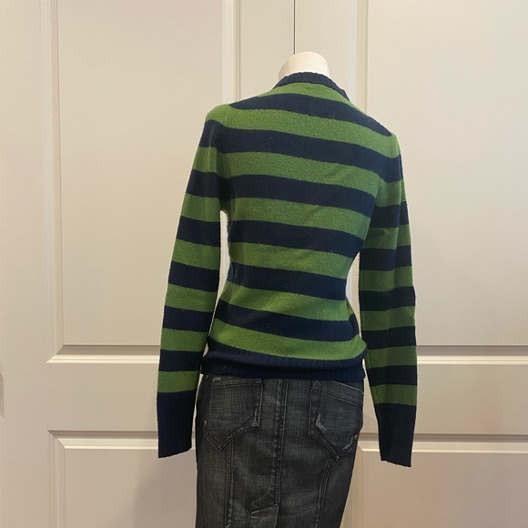 J. CREW Green & Navy V-neck Sweater - Picture 5 of 9